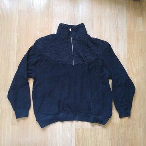 Aerie Black Sweater NWT, with Neck Zipper and Pockets, Size Small